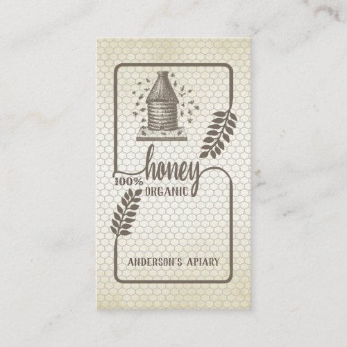 Vintage rustic beehive honey branch business card