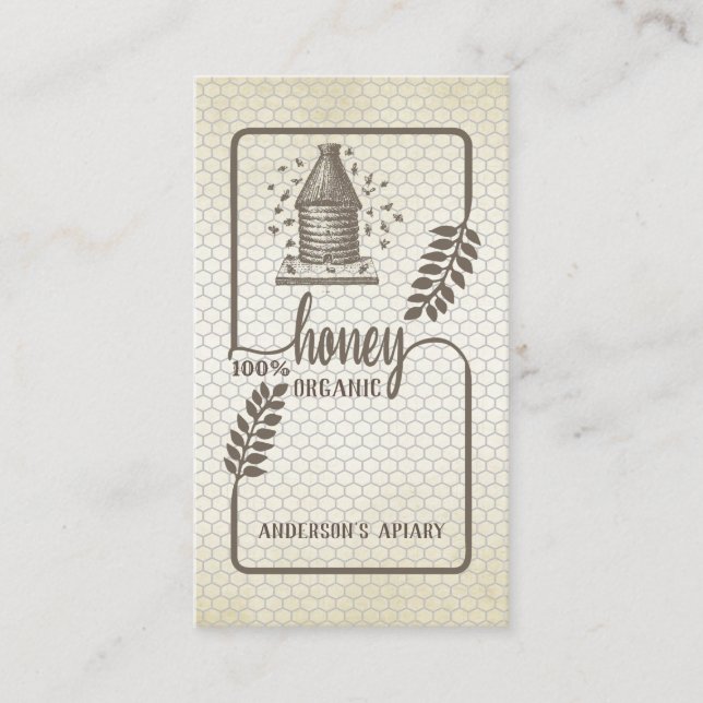 Vintage rustic beehive honey branch business card (Front)