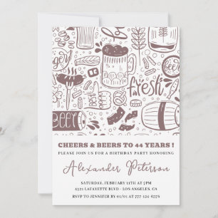 Vintage Rustic Beer Men 44th birthday Invitation