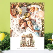 Vintage Rustic Beige Easter Photo Personalized