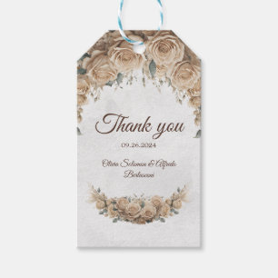 Vintage Rustic Beige Golden Rose  Gift Tags