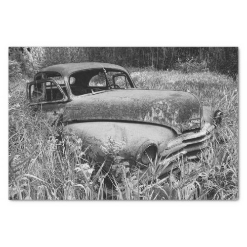 Vintage Rustic Black And White Car Old Antique Tissue Paper