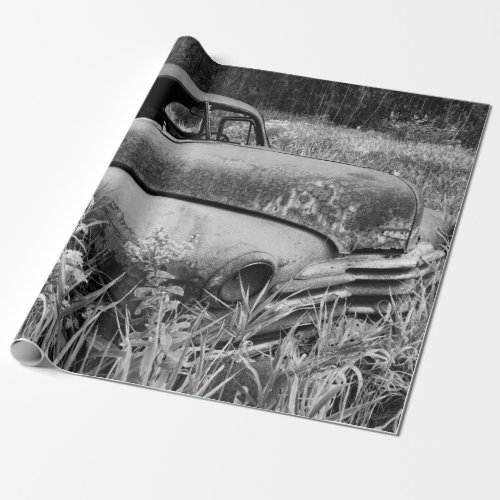 Vintage Rustic Black And White Car Old Antique Wrapping Paper