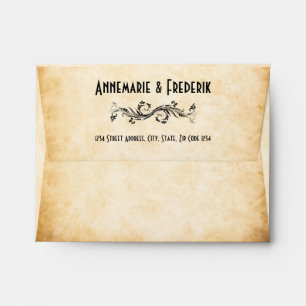 Vintage Rustic Black Flourish Envelope
