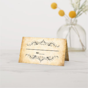 Vintage Rustic Black Flourish Parchment Place Card