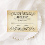 Vintage Rustic Black Flourish Parchment Wedding RSVP Card
