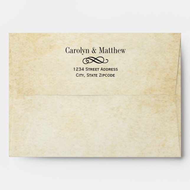 Vintage Rustic Black Flourish Wedding Envelope (Back (Top Flap))