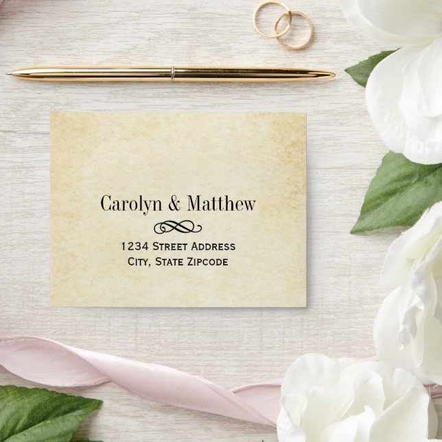 Vintage Rustic Black Flourish Wedding RSVP Envelope (Wedding)
