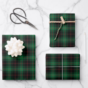 Vintage rustic black green tartan plaid pattern wrapping paper sheets