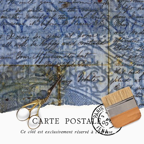Vintage Rustic Blue Texture Decoupage Tissue Paper