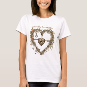 Vintage Rustic Boho heart with locks and keys T-Shirt