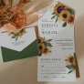 Vintage Rustic Boho Sunflowers Wedding All In One Invitation