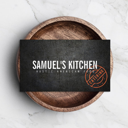 Vintage Rustic Bold Stamped Logo Catering Business Card
