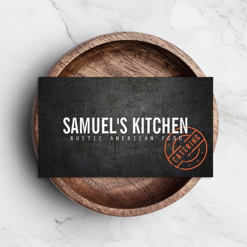 Vintage Rustic Bold Stamped Logo Catering Business Card