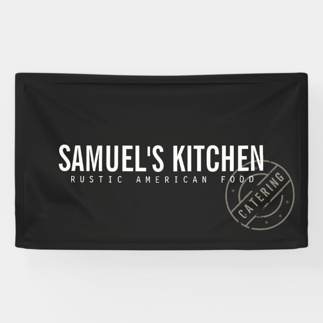 Vintage Rustic Bold Stamped Logo Dark Gray Banner (Horizontal)
