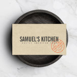 Vintage Rustic Bold Stamped Logo Kraft Look Business Card<br><div class="desc">This designer business card template features a fully customizable name logo and rubber-stamp design element to help brand your business. All elements can be personalized. Vintage-inspired with a bold, modern edge. Set on a cardboard/kraft background image for a rustic aesthetic. Great for catering companies, restaurants, crafters, bakeries and more. ©...</div>