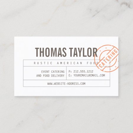 Vintage Rustic Bold Stamped White/brown Business Card