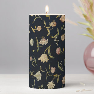 Vintage Rustic Botanical Floral Rug Pattern Pillar Candle