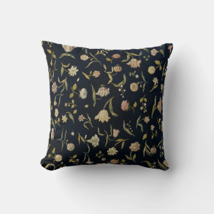 Vintage Rustic Botanical Floral Rug Pattern Throw Pillow