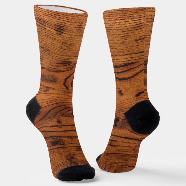 Vintage rustic brown burnt wood socks (Angled)