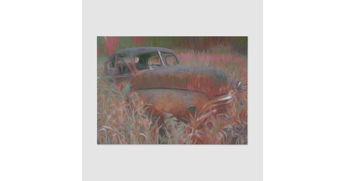 Vintage Rustic Brown Pink Car Old Antique Art Tissue Paper | Zazzle
