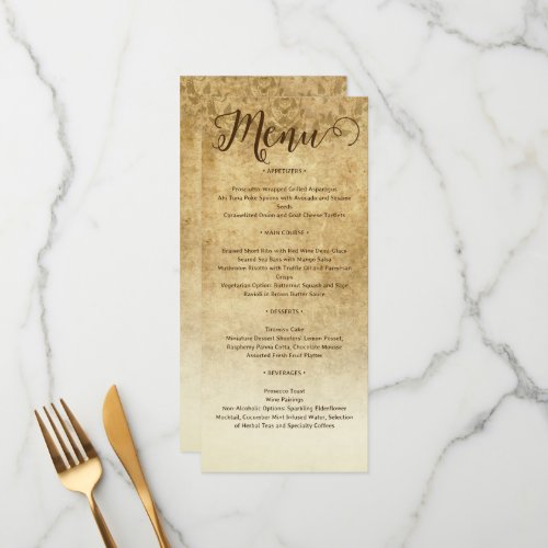 Vintage rustic brown wedding Bride Groom Menu