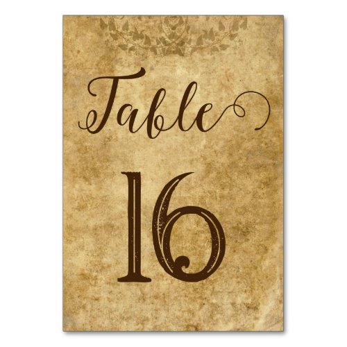Vintage rustic brown wedding Bride Groom Table Number