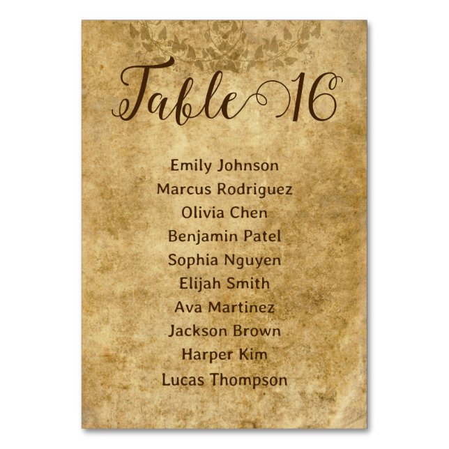 Vintage rustic brown wedding Bride Groom Table Number (Front)