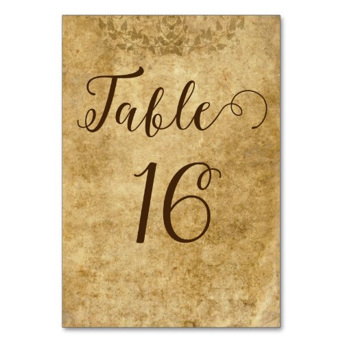 Vintage rustic brown wedding Bride Groom Table Number