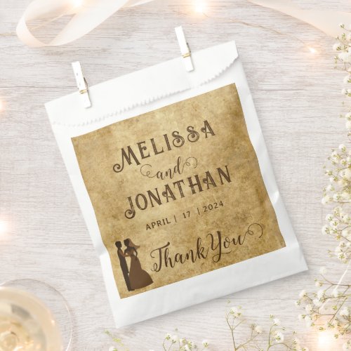 Vintage rustic brown wedding Thank you Favor Bag