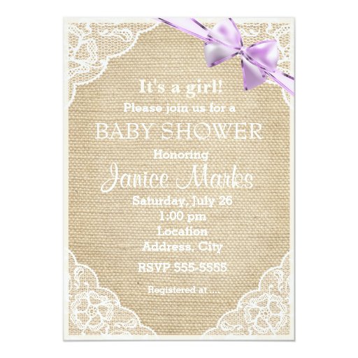 Burlap Baby Shower Invitations 4