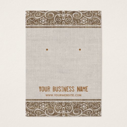 Vintage Rustic Burlap Lace Earring Cards Business Card Templates
