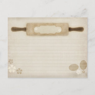 Vintage Rustic Burlap Rolling Pin Recipe Card
