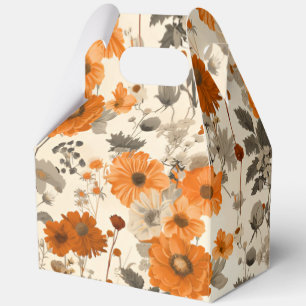 Vintage Rustic Burnt Orange Fall Flowers pattern Favor Boxes