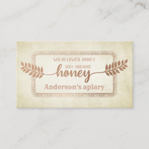 Vintage rustic calligraphy honey branch business card