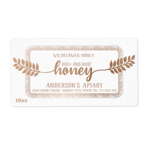 Vintage rustic calligraphy honey branch label