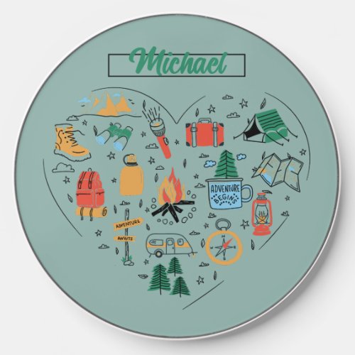 Vintage Rustic Camping and Hiking Outdoor Wireless Charger