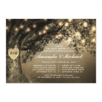 Vintage Rustic Carved Oak Tree Rehearsal Dinner Invitation