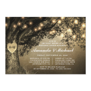 Vintage Rustic Carved Oak Tree Rehearsal Dinner Invitation