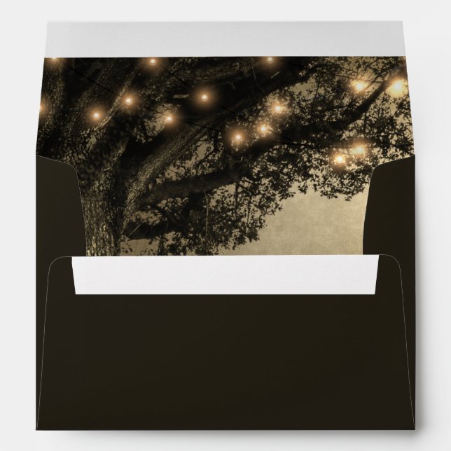 Vintage Rustic Carved Oak Tree Wedding Envelope (Back (Bottom))