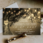 Vintage Rustic Carved Oak Tree Wedding Invitations<br><div class="desc">Vintage Rustic Carved Oak Tree Wedding Invitations - features a gorgeous oak tree over a vintage distressed background with string lights.  You can "carve" the heart to the initials of your choice.  See the entire matching design collection on this page.</div>