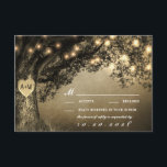 Vintage Rustic Carved Oak Tree Wedding RSVP Cards<br><div class="desc">Vintage Rustic Carved Oak Tree Wedding RSVP Cards -  features a gorgeous oak tree over a vintage distressed background with string lights. You can "carve" the heart to the initials of your choice. See the entire matching design collection on this page.</div>