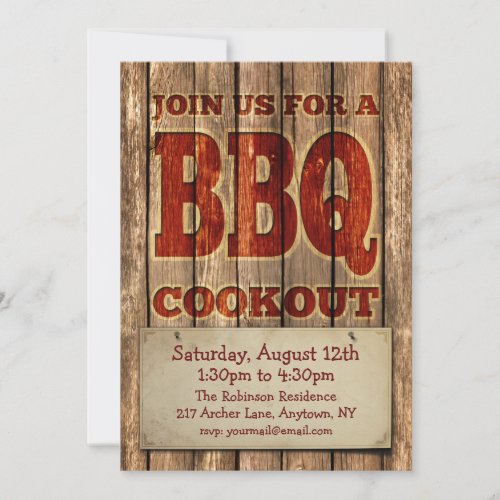Vintage Carved Wood design BBQ Invitation