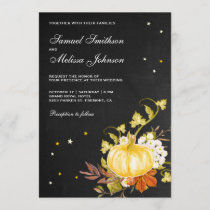 Vintage Rustic Chalkboard Autumn Pumpkin Wedding Invitation
