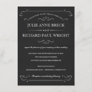 Vintage Rustic Chalkboard Wedding Invitations