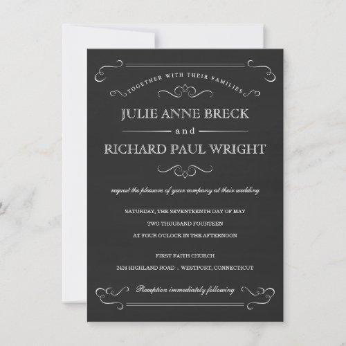 Vintage Rustic Chalkboard Wedding Invitations