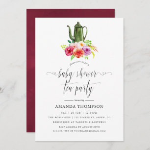 Vintage Rustic Charm Baby Shower Tea Party Invitation