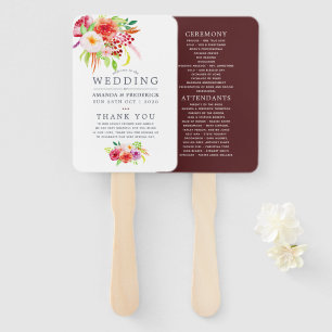 Vintage Rustic Charm Floral Wedding Program Hand Fan