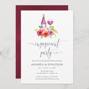 Vintage Rustic Charm Wine Tasting Engagement Party Invitation