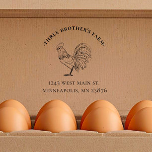 Vintage & Rustic Chicken Egg Carton Address Rubber Stamp